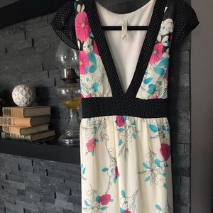 Floral dress with polka dot accents